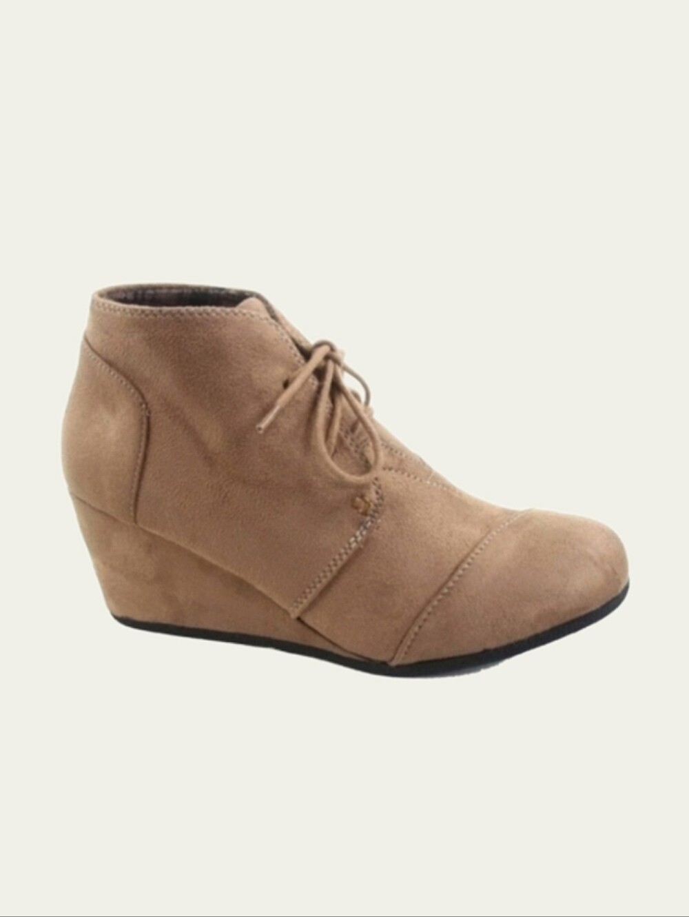 Forever Patricia-01 Faux Suede Lace Up Ankle Booties • NEW